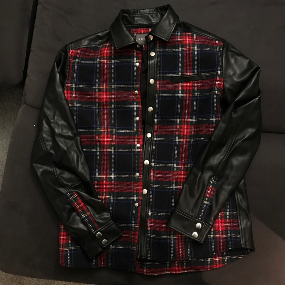 Slate & Stone Faux Leather and Flannel Jacket